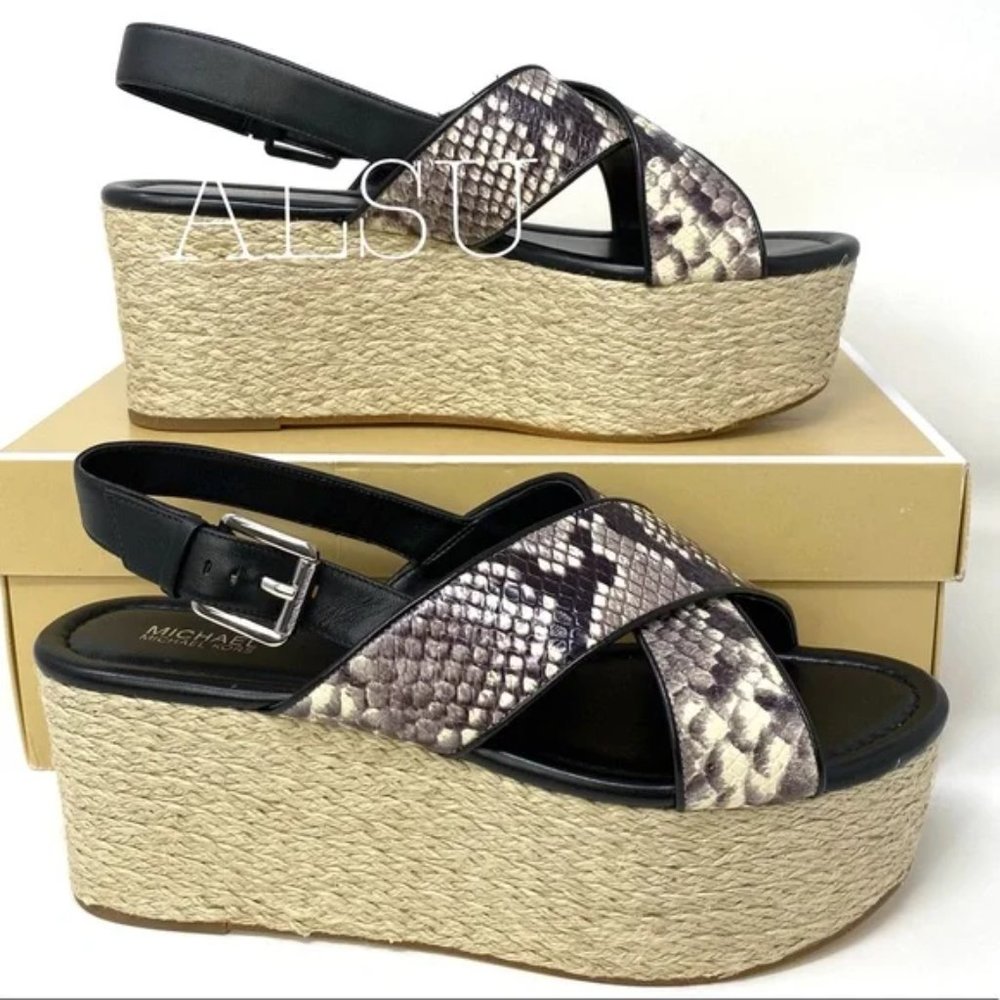 💖MEGA SALE💖Michael Kors Women's Size Sandal Jodi Mid Wedge Leather 40S8JOFS1E - Picture 14 of 15